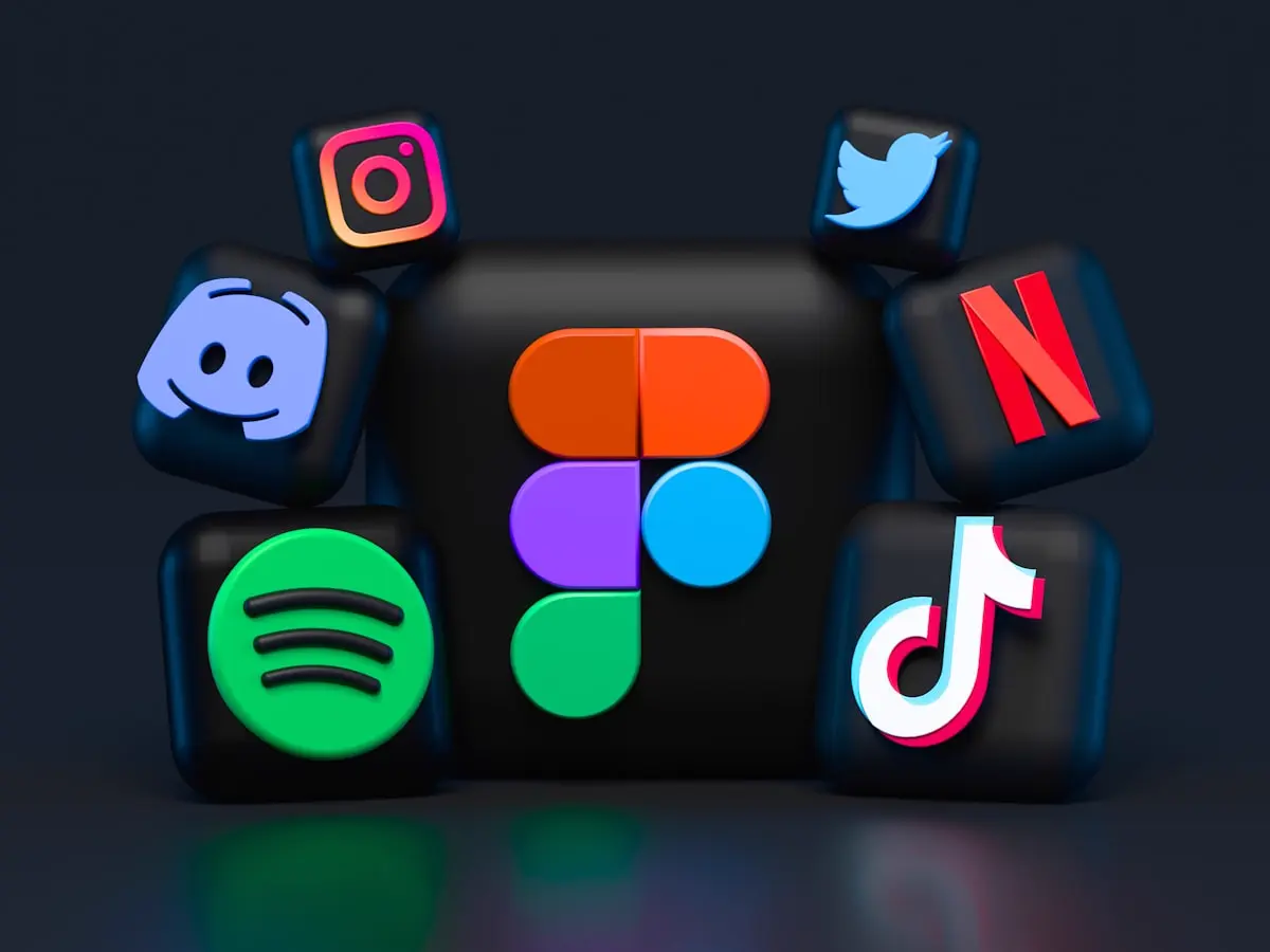 Social media icons displayed on a smartphone screen