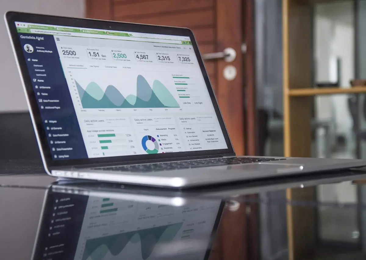 Laptop showing marketing analytics charts