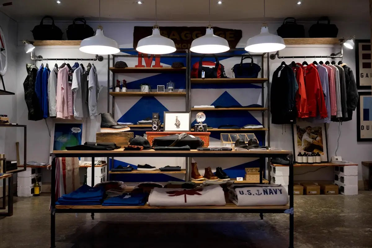 Modern retail store interior with warm lighting