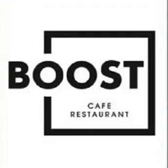 BOOST Cafe Restaurant black square logo tile