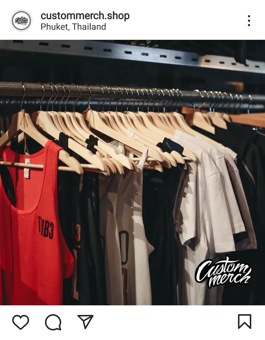 Custom printed tank tops and tees on the rack