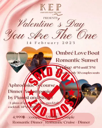 Valentine's Day sunset cruise event flyer