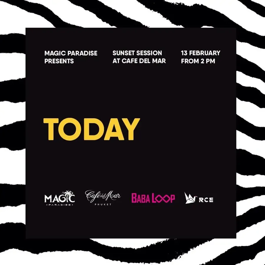 Today event announcement post for Sunset Session at Café del Mar