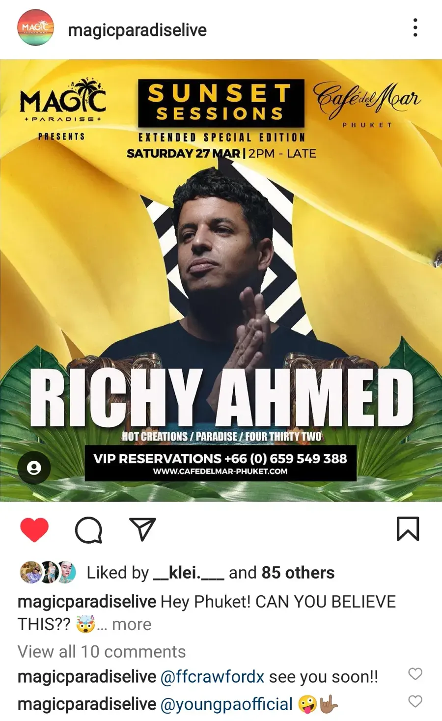 DJ Richy Ahmed announcement flyer for Sunset Sessions