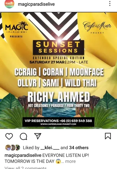 DJ lineup flyer featuring CCraig, Coran, Moonface, Ollvr, Sami, Wild Thai and Richy Ahmed