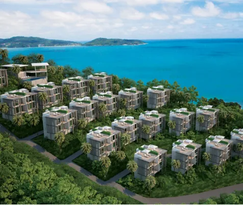 Aerial photo of the Patong Bay hillside residences development