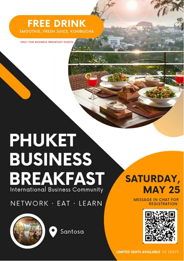 Phuket Business Breakfast networking event flyer at Santosa